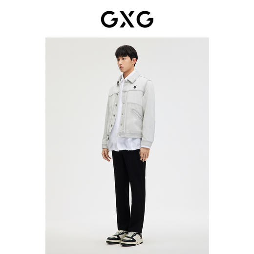 GXG男装  浅灰色牛仔夹克外套 休闲简约好搭夹克春季热卖 商品图1