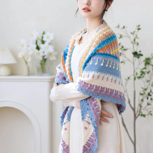 苏苏姐家朝华三角披肩手工diy编织钩针毛线团自制披肩材料包 商品图1