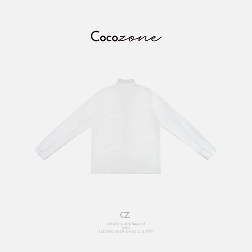 COCO ZONE 100棉春季设计感木耳边V领长袖衬衫CD1A0052 商品图1