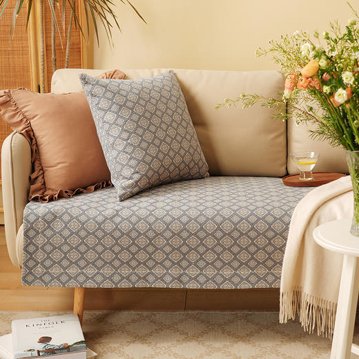 菱形雏菊系列沙发巾靠包棉四季通用高端轻奢防滑高级感高档靠包定制 商品图3