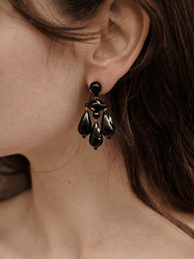 HANYING｜黑金吊灯珐琅耳环 HY-WTB-11
