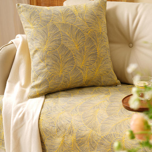 树叶暗纹系列沙发巾靠包棉四季通用高端轻奢防滑高级感高档靠包定制 商品图1