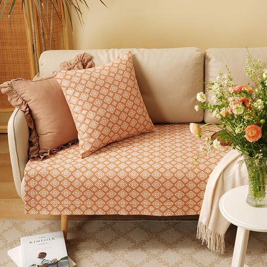 菱形雏菊系列沙发巾靠包棉四季通用高端轻奢防滑高级感高档靠包定制 商品图0