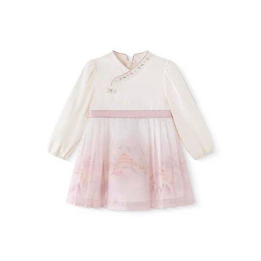 英氏女童连衣裙长袖国风2025春新款新中式中大童裙子YRLAJ1R024A 商品图4