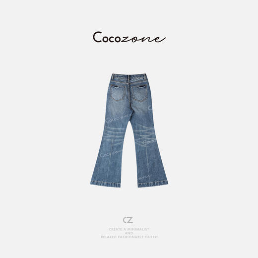 COCO ZONE 2025新款水洗猫须显瘦微喇牛仔裤CD1A0245 商品图1