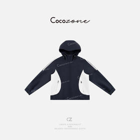 COCO ZONE 美式百搭运动风撞色连帽拉链外套ACD2A0002