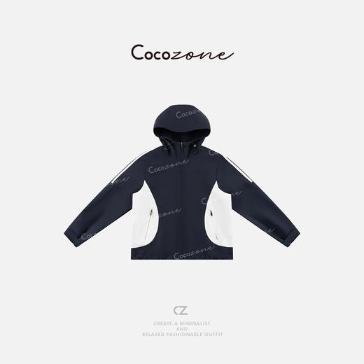 COCO ZONE 美式百搭运动风撞色连帽拉链外套ACD2A0002 商品图0