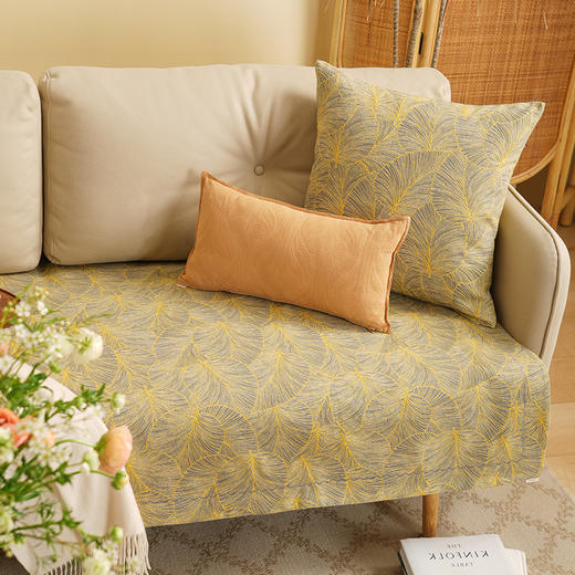 树叶暗纹系列沙发巾靠包棉四季通用高端轻奢防滑高级感高档靠包定制 商品图2
