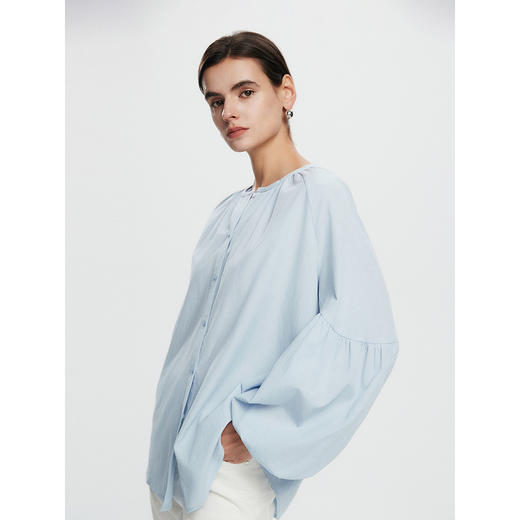 棉仓362604015-初棉天丝棉灯笼袖衬衫 商品图2