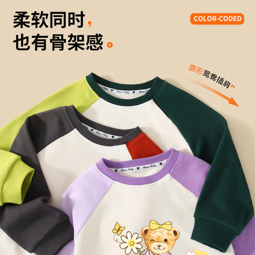 【男女同款】【110-160】【精典泰迪】男女童春秋撞色长袖纯棉T恤 商品图9