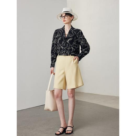 真丝衬衫女2025春夏新款双绉印花V领通勤显瘦长袖100%桑蚕丝上衣 商品图1