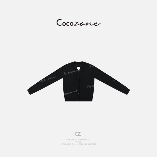 COCO ZONE 100绵羊毛设计感后幅镂空V领针织开衫CD1A0155 商品图2