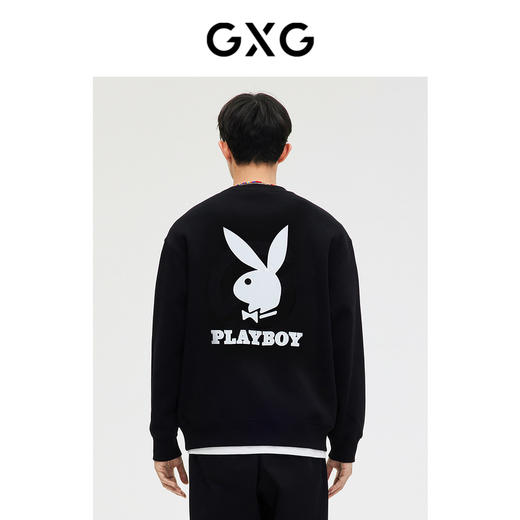 GXG男装黑色图案印花卫衣 春季热卖时尚卫衣 商品图1