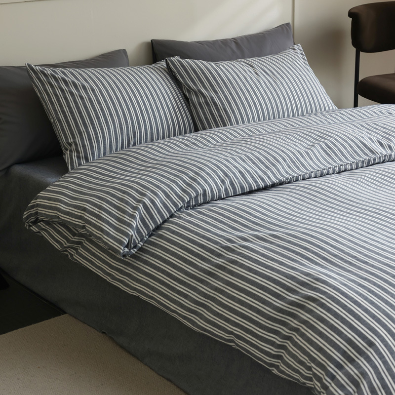 【宽窄条四件套】水洗棉四件套条纹纯棉床品套件条子全棉宽窄条件套