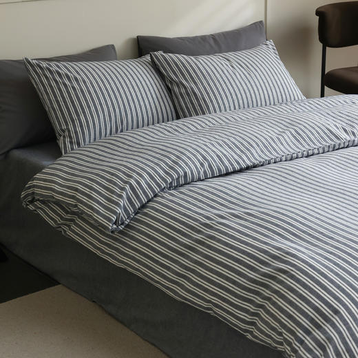 【宽窄条四件套】水洗棉四件套条纹纯棉床品套件条子全棉宽窄条件套 商品图0