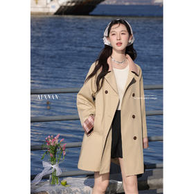 【65折秒杀】鹿向南「落日海岸」气质拼色风衣L52912