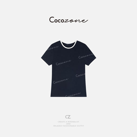 COCO ZONE 设计感小众显瘦撞色圆领短袖T恤CD1A0004 商品图1