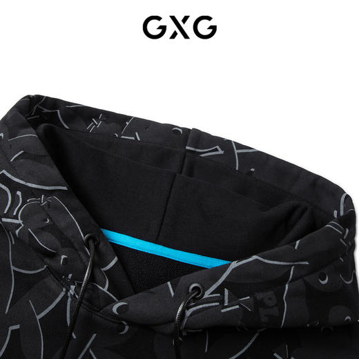 GXG男装黑色潮流印花卫衣 春季热卖时尚卫衣 商品图3