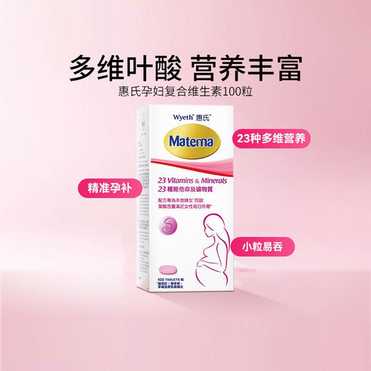 惠氏Wyeth Materna 玛特纳23种维生素叶酸片100粒 商品图0