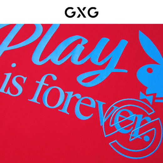 GXG男装红色撞色印花卫衣 圆领舒适休闲春季热卖时尚卫衣 GE1310196L 商品图3