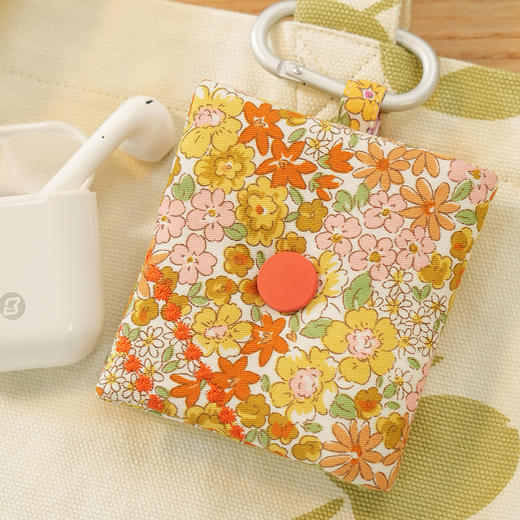 北欧碎花系列蓝牙耳机包数据线收纳包蓝牙耳机包小包布艺拉链迷你U盘U盾保护便携 商品图0