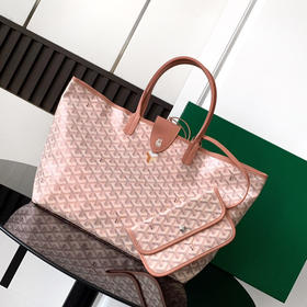 GOYARD 戈雅 Saint Louis 三色 V 形图案可拆卸小包 帆布拼皮革 帆布包托特包Tote包购物袋手提包 珠光粉（CB）