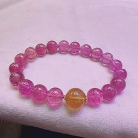 9mm-10mm单圈全色粉碧玺手链