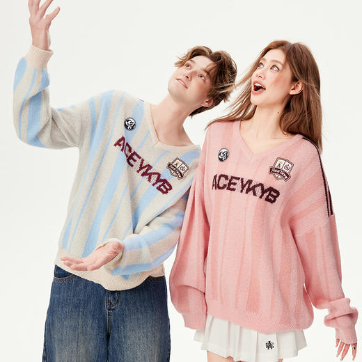 YKYB黄子韬针织衫足球时尚运动竖条纹个性上衣Y51NMS028 商品图3