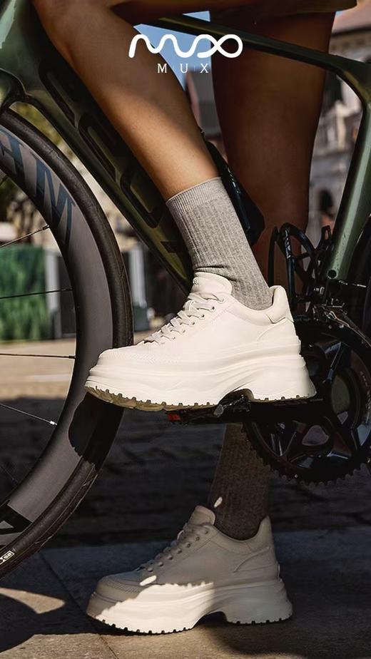 MUX迈思2025新款百搭增高牛皮休闲鞋撞色系带 商品图1