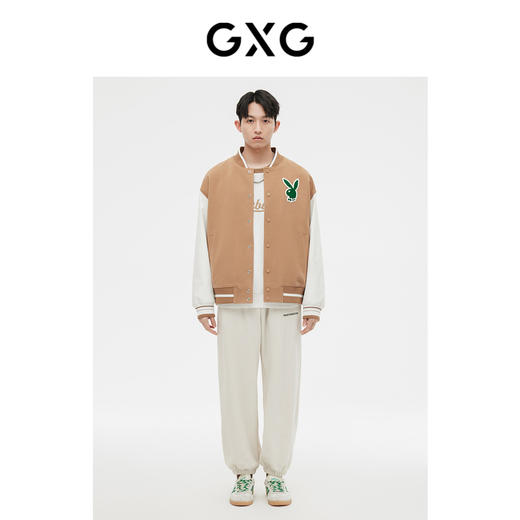 GXG男装 经典棒球服夹克外套袖子拼皮撞色毛巾绣  春季热卖夹克 商品图1