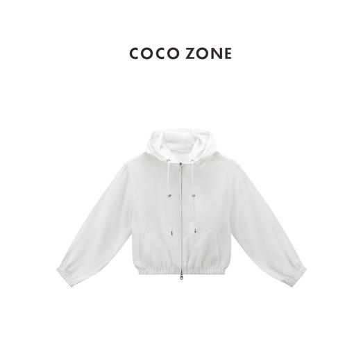 COCO ZONE 刘一一夏季连帽抽绳外套简约休闲长袖上衣 CC2B1185 商品图0