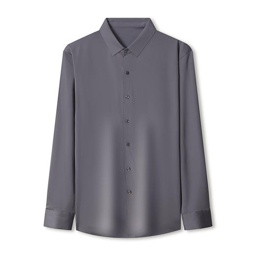 岸纾 男士纯色无痕长袖商务休闲衬衫  弹力修身衬衫休闲百搭款甄选舒适面料透气耐磨垂顺易打理 商品图2