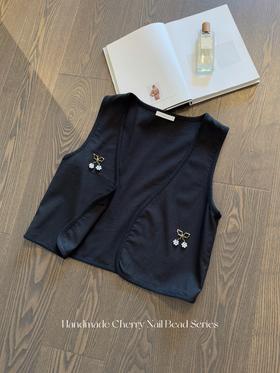 宝藏搭配单品 车厘子手工钉珠系列 | 马甲/背心 黑色