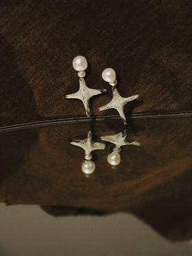 HANYING｜银釉陶瓷小星星耳钉 HY-WT-5