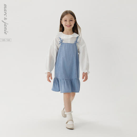 马克珍妮女童文艺牛仔吊带裙 儿童裙子甜美连衣裙春装新款250181 商品图0