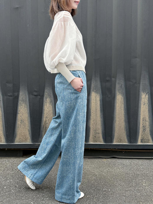 TYNVIE 欧根紗灯笼袖针织衫-米白 商品图11