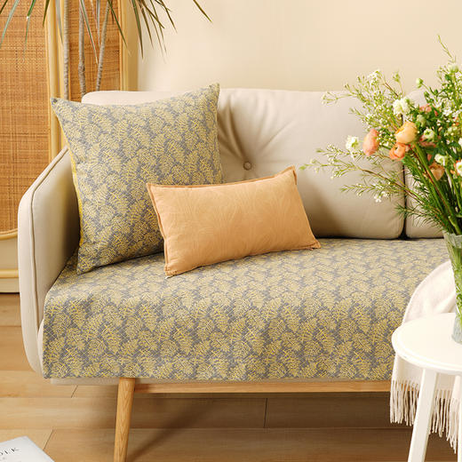 凤尾蕨系列沙发巾靠包棉四季通用高端轻奢防滑高级感高档靠包定制 商品图2