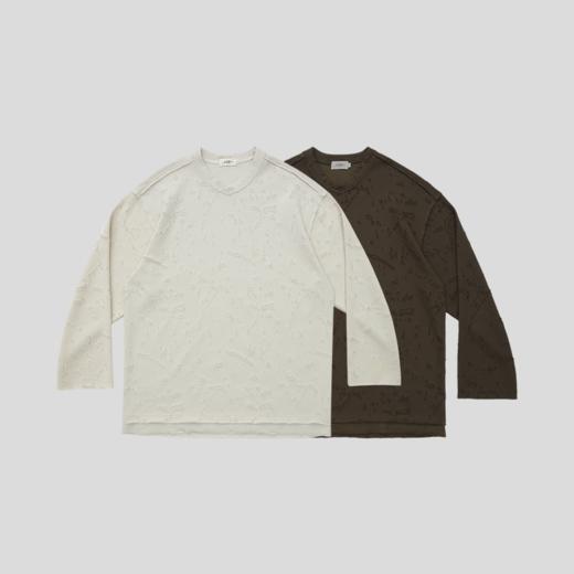 GOODBAI 916 磨毛做旧交叉领落肩长袖针织衫 商品图1