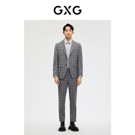 GXG男装灰格含羊毛基础休闲商务套西西裤 春季热卖爆款休闲裤 商品图1