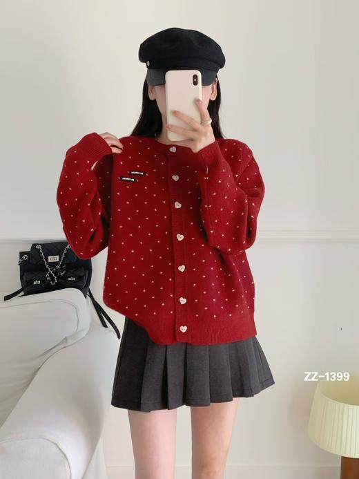 2025新款韩系毛衣开衫！春款爱心纽扣羊毛混纺毛衣外套！ 商品图1