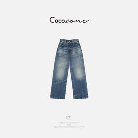 COCO ZONE 100棉美式复古水洗直筒牛仔裤ACD1A0001