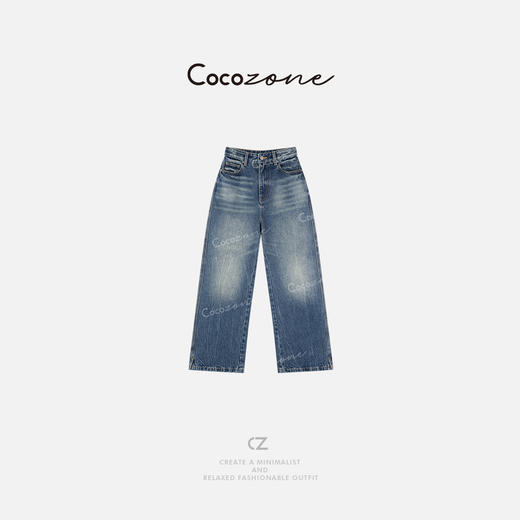 COCO ZONE 100棉美式复古水洗直筒牛仔裤ACD1A0001 商品图0