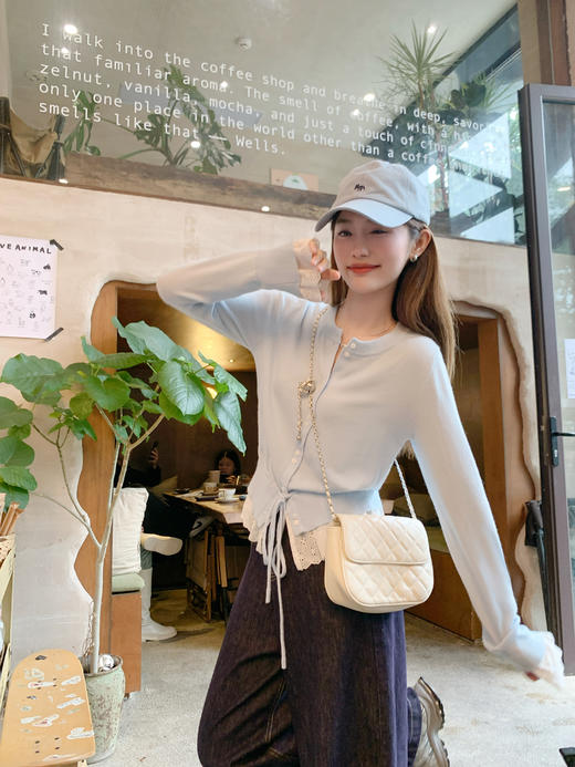 <曾小咸推荐>新品现货秒杀！卖完下架不再补 ！微信粉丝打折价！！下摆蕾丝花边抽绳系扣针织衫 日常169.99/件 立减80 秒杀89.99/件！！ 商品图5