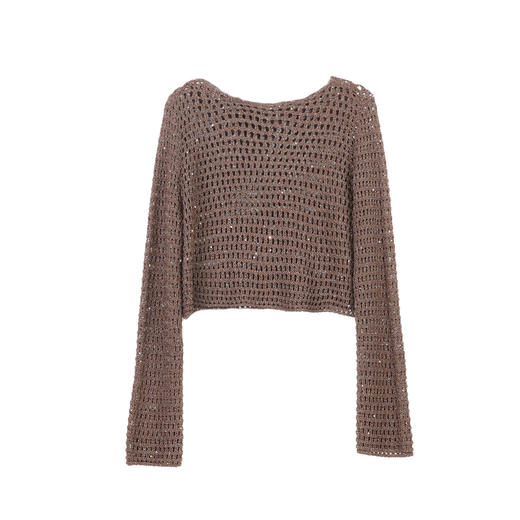 NEELLY纳俪商场同款春季新款镂空罩衫宽松通勤短款针织衫上衣女N25024A04576 商品图3