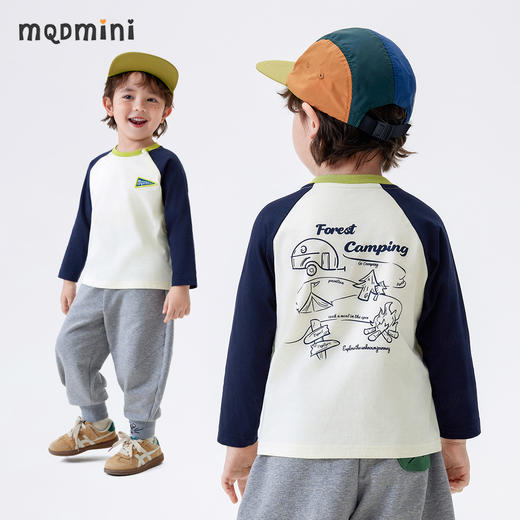 【5A抑菌】【90-140】【MQDmini】男童春秋长袖T恤圆领插肩袖上衣 商品图7