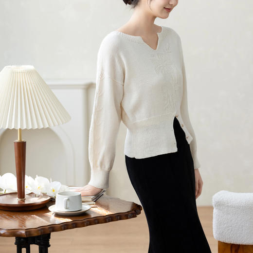 苏苏姐家花影开叉上衣手工diy衣服上衣棒针羊毛编织毛线团材料包 商品图3