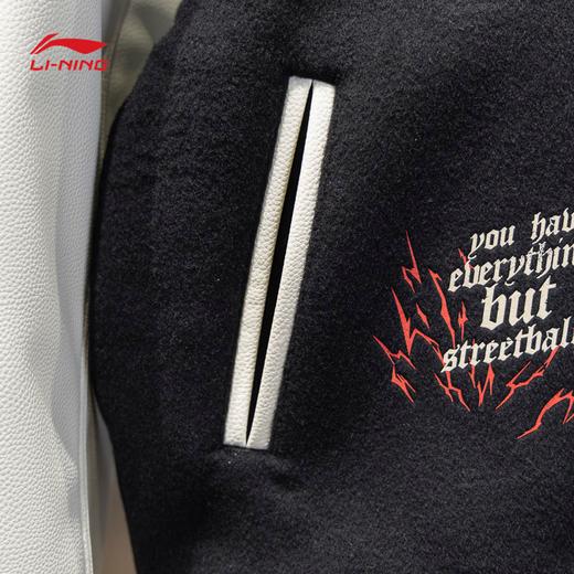 李宁男子棉夹克2025春新款反伍宽松时尚毛呢皮袖棒球棉服 AJMV027 商品图4