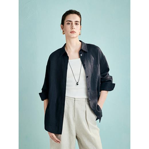 棉仓362604012-初棉亚麻口袋衬衫 商品图1