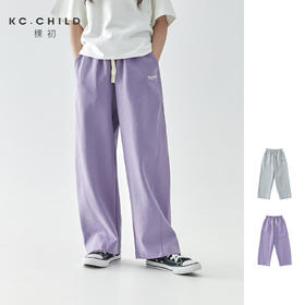 棵初2025年春季新款童装纯色休闲宽松卫裤儿童字母刺绣百搭运动裤