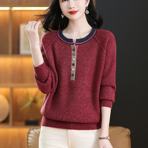 宽松短款粗线针织衫，漂亮洋气打底上衣CC-17-6784 商品图0